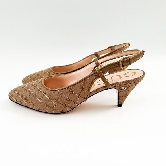 Gucci GG Monogram Slingback Heels Chevron Quilted Mignon Size 36.5, 6.5 - Picture 4 of 12